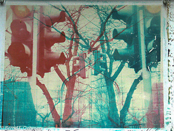 Ampel rot-grün   Imagetransfer auf Bütten