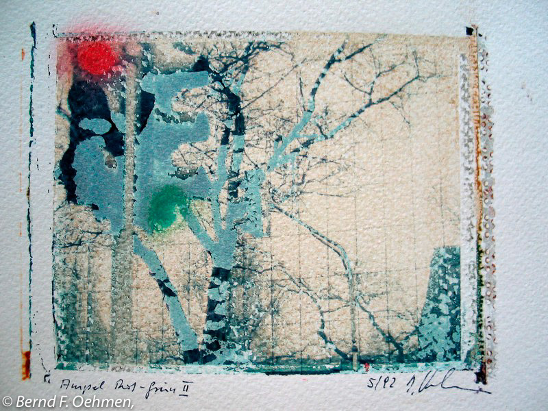 Ampel  Imagetransfer auf Bütten